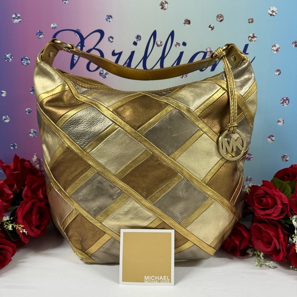 🤎PRICE NOW FIRM NWOT METALLIC LEATHER HOBO - Picture 1 of 13